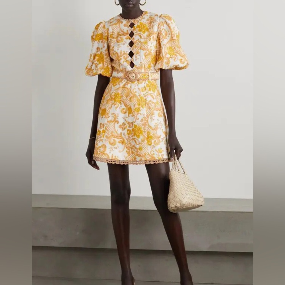 Elegant Yellow and White Floral Dress